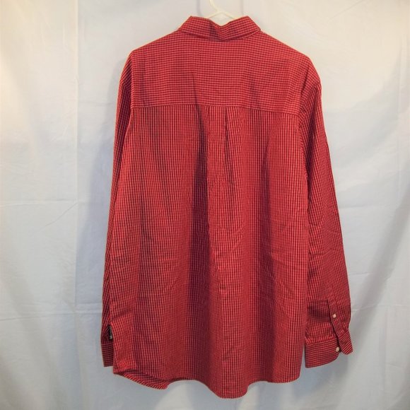 Chaps Mens Button Down Shirt Size XL Pocket Checkered Long Sleeve Red White - Picture 2 of 6